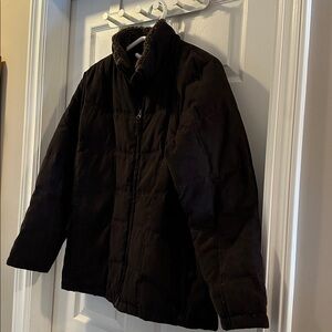 L.L. Bean Brown Quilted Goose Down Jacket with Sherpa Collar, Women’s Sz Lg